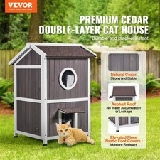 New Outdoor Cat HoNewe Weatherproof, Feral Cat Shelter New Multiple Cats, 2-stor