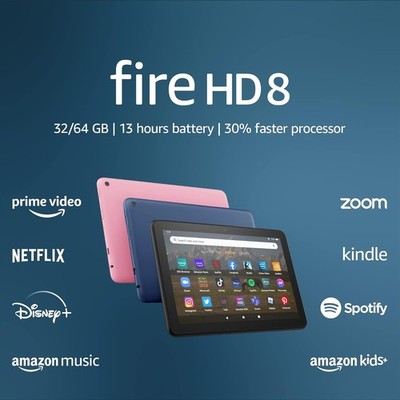 Amazon Fire HD 8 Tablet w/ Alexa - HD Display 8'' 64 GB 13 hours NEW 2022 release