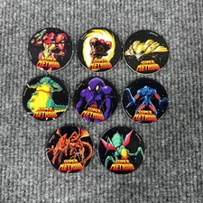 Super Metroid Caps Pogs - Complete set of 8 - Nintendo Super Power Club RARE