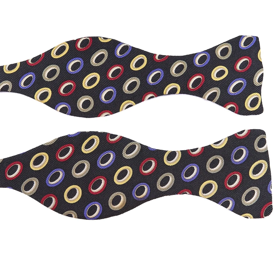 Conjunto de faja y pajarita de seda Zanahoria & Gibbs negro colorido óvalos esmoquin formal Foto 3 de 4