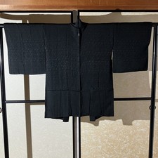 Japanese Vintage Silk Kimono Robe Black Formal   Made in Japan