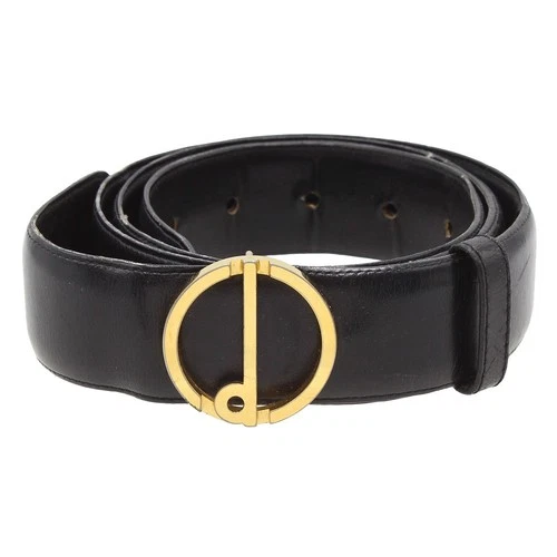 Dunhill d Logo Leather Belt 33.6-37.6" Black GHW F427