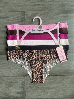 Juicy Couture Set Of 5 Seamless Hipster Panties Size Medium Cheetah Pink 