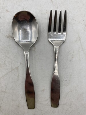 Oneida Community Baby Spoon & Fork Set Stainless Cimarron Paul Rever Child Size