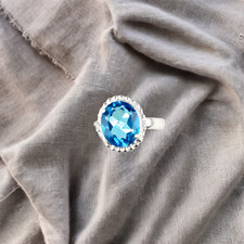 Blue Topaz Gemstone 925 Sterling Silver Ring Handmade Jewelry Ring For Gift