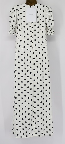SLEEPER BELLA WOMENS POLKA DOT LONG DRESS UK S WHITE RRP £955 EG - Picture 3 of 9