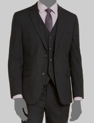 $495 Alfani Men's Gray Solid Slim-Fit Stretch 2-Piece Suit Jacket Pants  Size 40L