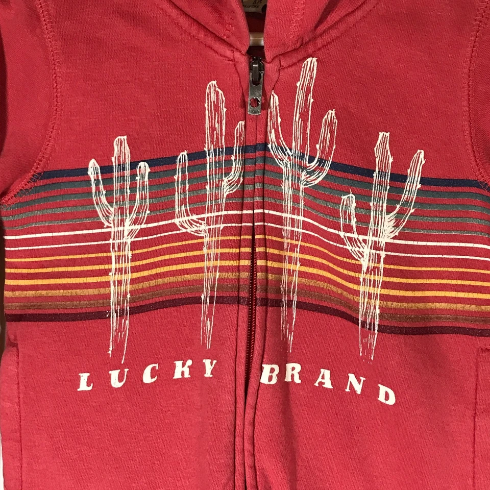 Sudadera con capucha de manga larga roja con cremallera completa Lucky Brand para niños 4/5 Foto 3 de 4