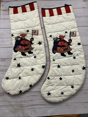 Vintage Patch Magic Quilted Father Christmas Santa Christmas Stocking Americana