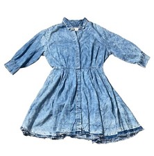 Current Elliot Womens Blue Button Reformed Denim Shirt Dress Size Large Raw Hem