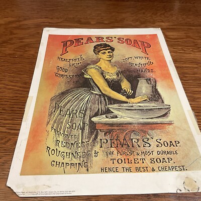 1973 Pears' Soap Advertisement Sign Toilet soap Board Plaque