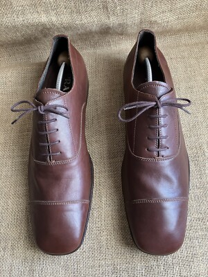 PRADA Mens Brown Leather Cap Toe Oxford Shoes Size UK 10  display picture 1