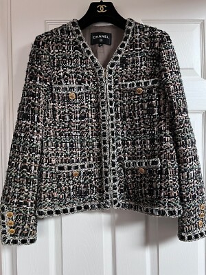 CHANEL 16A PARIS-ROME FANTASY TWEED JACKET BRAIDED TRIM GOLD CC