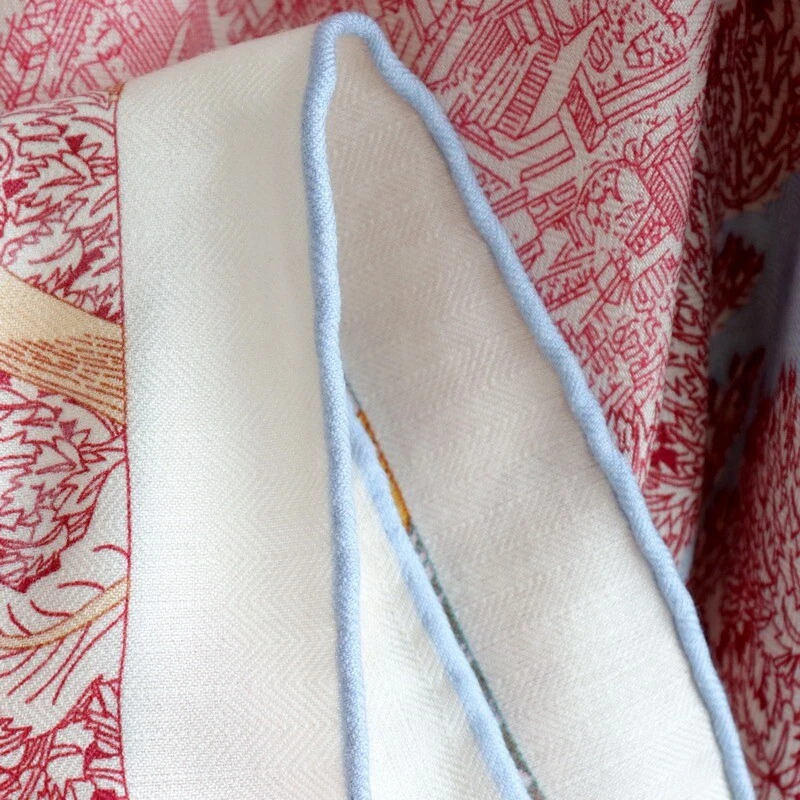 Sallys 70% Cashmere 30% Silk Wrap Scarf Nature Print Double Face Shawl 53" Pink - Image 4 of 4