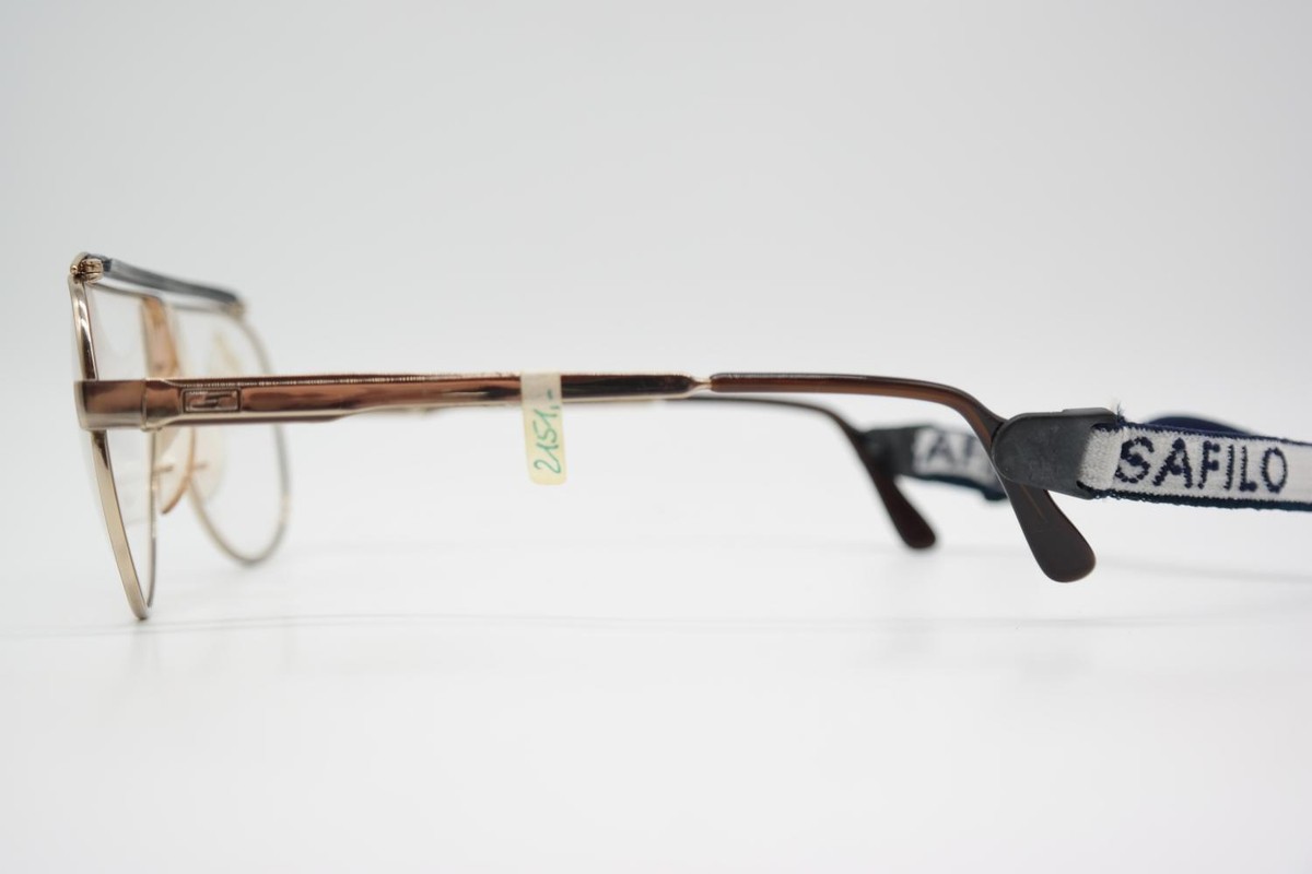 Vintage Brille Safilo elasta SP 132 Gold Schwarz Oval 