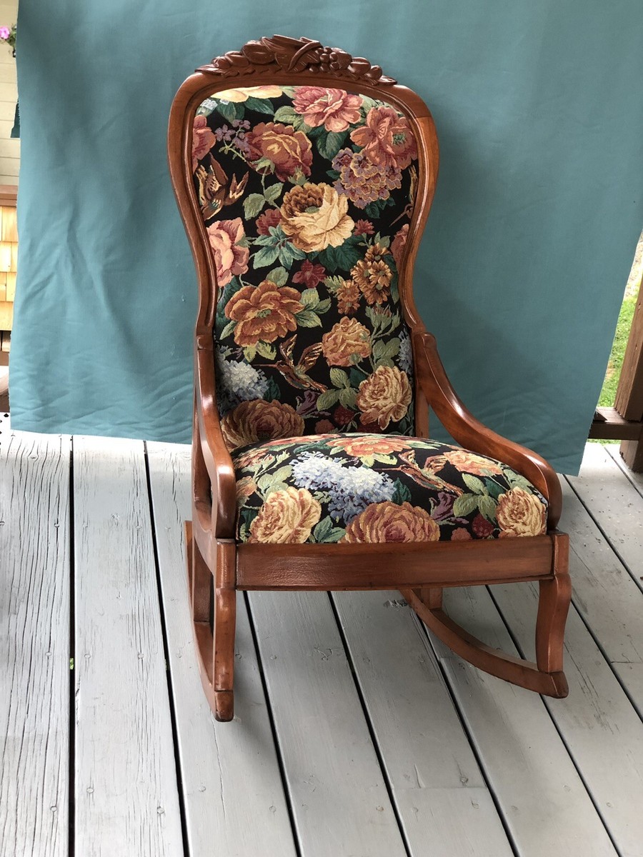 Victorian Walnut Antique Victorian Folding Rocking Chair 19th