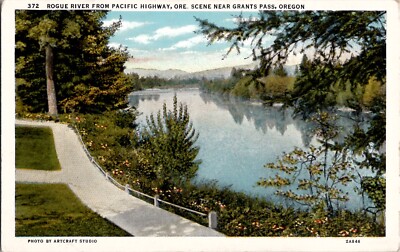 Vintage Postcard Rogue River Pacific Highway Oregon Grants Pass White Border