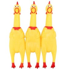 Screaming Chicken Dog Toys,Yellow Rubber Squaking Toy Novelty Durability, 3 Pack