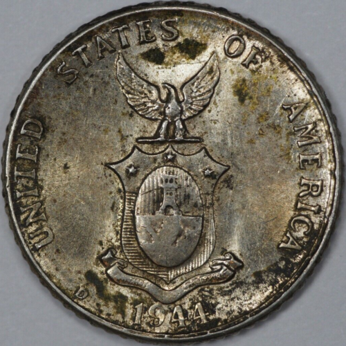 1944 D Philippines 10 Centavos (#1) - Foto 1 di 2