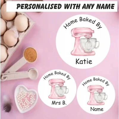 48 Personalised Baking Stickers Gift labels ANY NAME cakes cake box cupcakes etc
