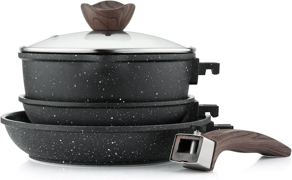 Pots and Pan Set Nonstick, 5 Pcs Non Toxic Cookware Set, Induction Cookware Sets