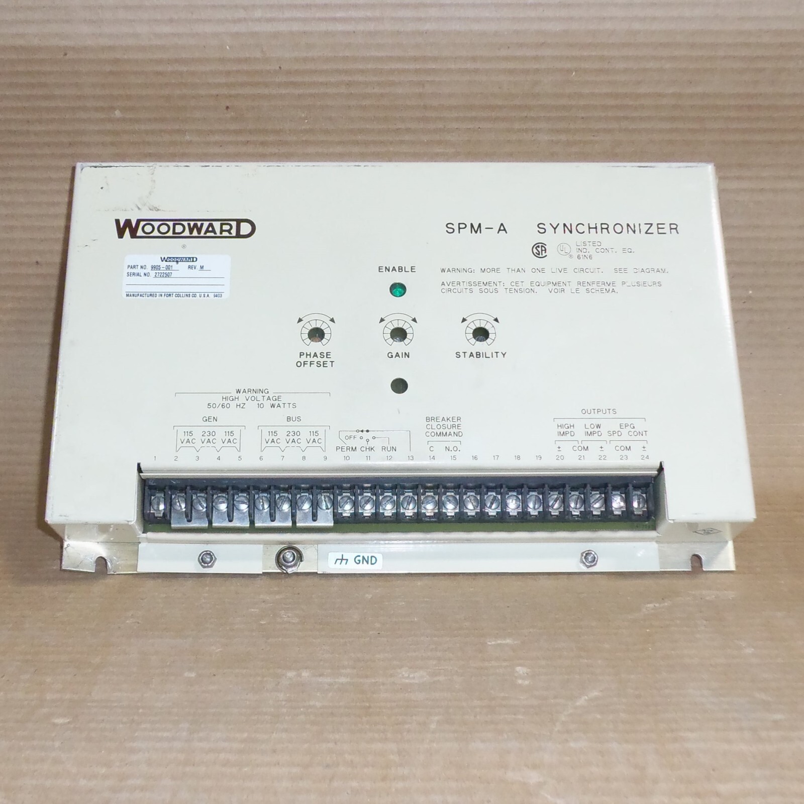 WOODWARD 9905-001 REV M SPM-A SYNCHRONIZER CONTROL DEVICE 115-230VAC FLAWED AK