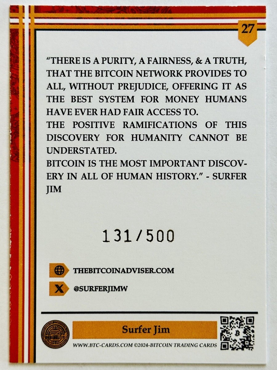 SURFER JIM #27 2024 Bitcoin Trading Cards BitBlockBoom BBB Wave Holo BTCTC  #/500 | eBay