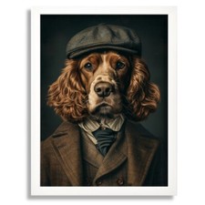 Cocker Spaniel Wall Art Retro Dog In A Suit Print Poster Art Funny Dog Gift 