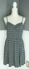 Ann Taylor LOFT Shift Tank Sundress Size M Black Polka Dot V Neck A Line