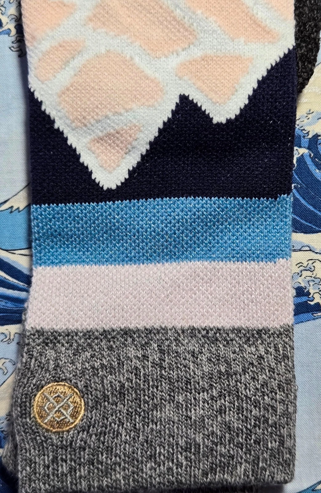 Stance Men's Snow Wool Mix Crew Socks Chunky Spillway Grey Pink UK5.5-8 EU39-42