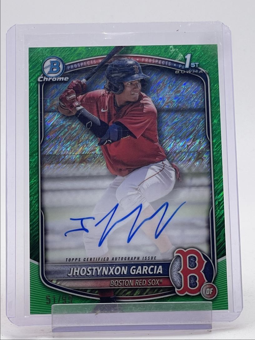 JHOSTYNXON GARCIA 2025 BOWMAN CHROME 1ST GREEN SHIMMER AUTO /99 Q5276
