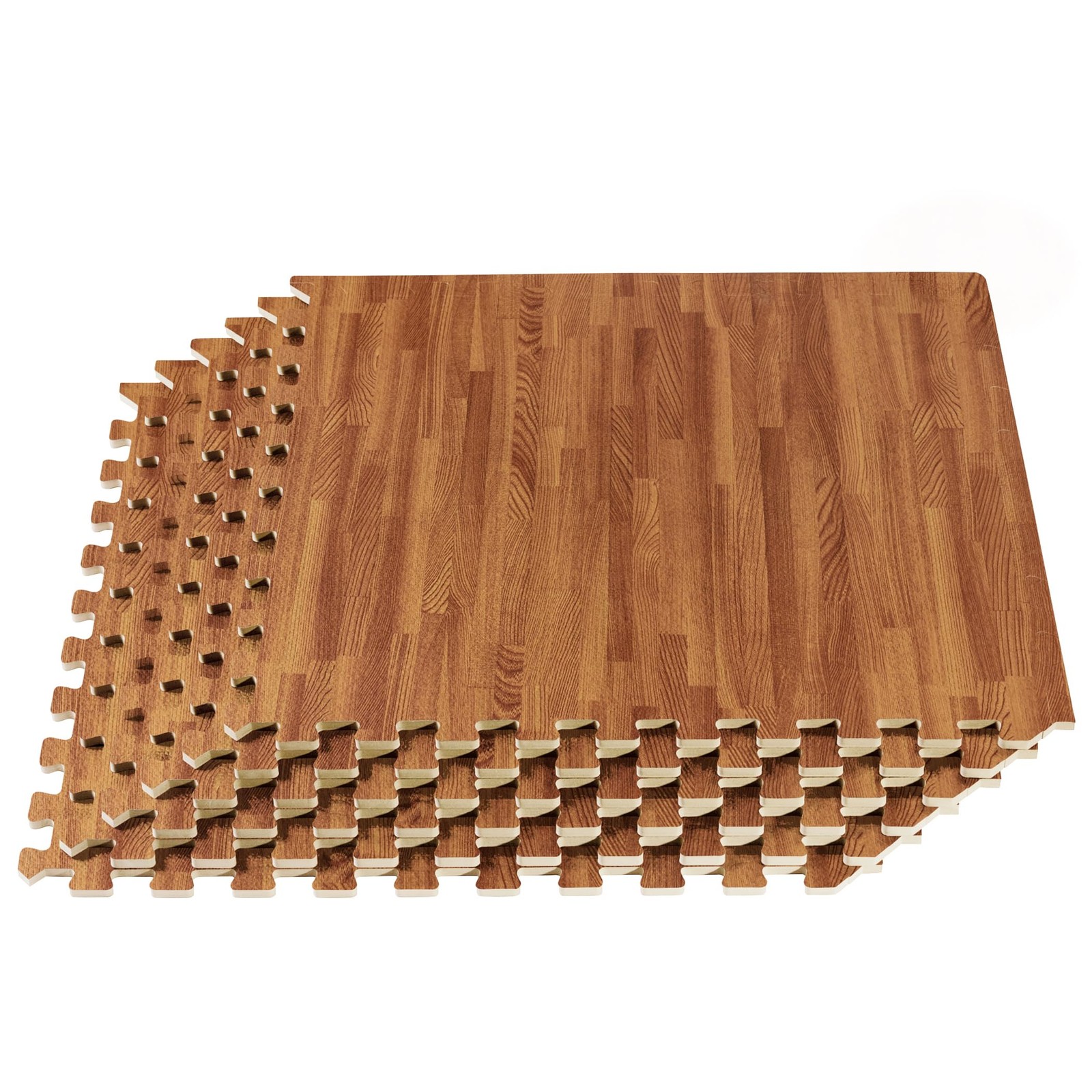 Forest Floor 5/8 Inch Thick Wood Grain Printed Foam Interlocking Tiles
