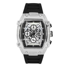 Men  s 42mm Tonneau Watch   Multi-Dial Face with Date Display, Silicone Strap ...