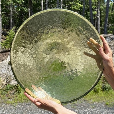 Fire & Light  Zen Bowl Recycled Glass Celery Green 17'' Inches Display Bowl