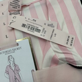 Victoria&rsquo;s Secret Satin Short Set Pajama Pj&rsquo;s Pink Iconic Stripe Size L