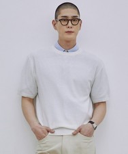 Adhoc Men's Cool Cotton Poly Round Knit O-WHITE Summer Basic