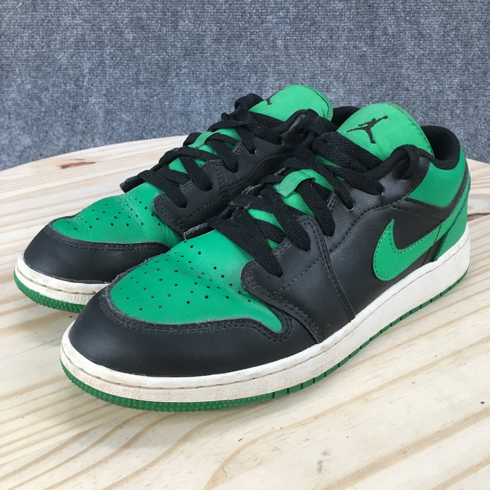 Nike Shoes Youth 6.5 Boys Air Jordan 1 Low Top Sneakers 553560-065 Green Black - Image 3 of 4