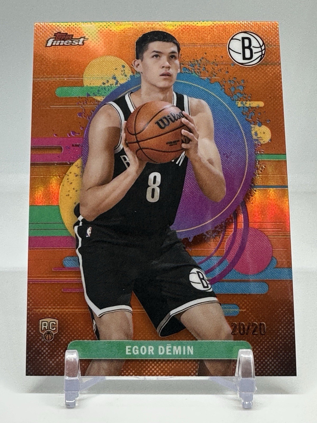 2025-26 TOPPS FINEST EGOR DEMIN ROOKIE RC UNCOMMON ORANGE REFRACTOR /20 NETS SSP