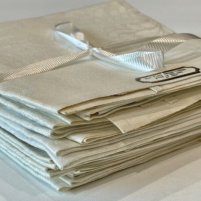 8 All Pure Irish Linen Double Damask Set of Napkins -New Old Stock NOS With Tags