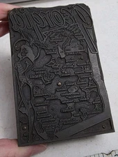 Vintage Letterpress Printing Block Georgia State City Town Map Risque Woman