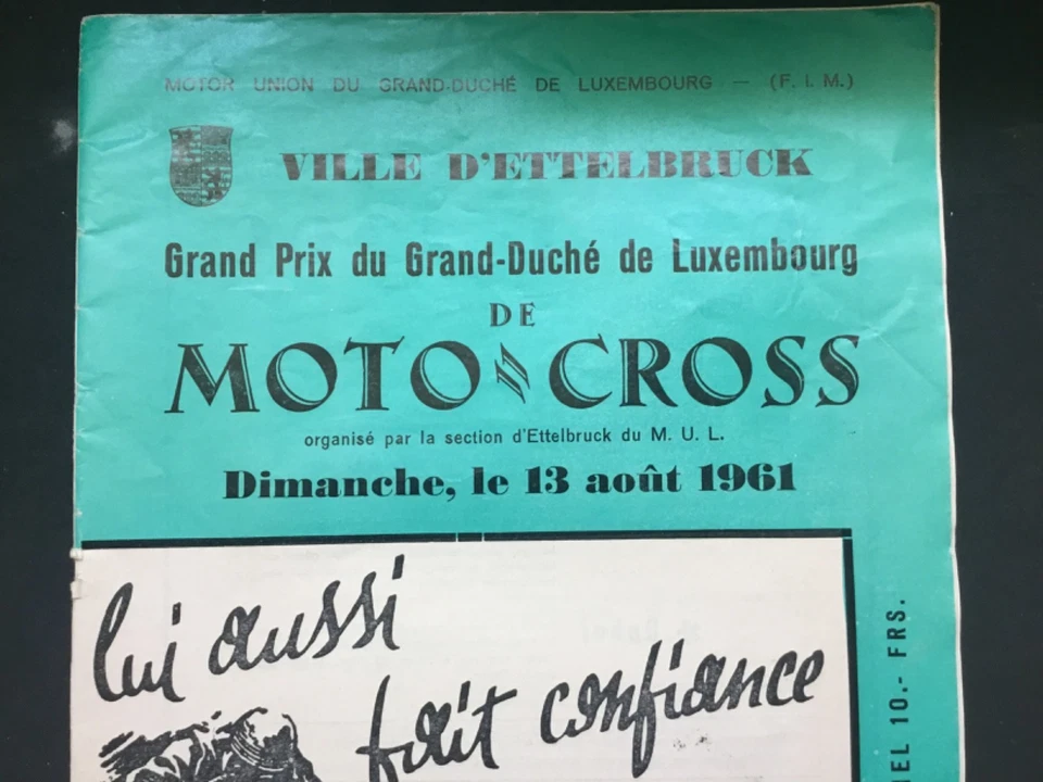 Rare 1961 French Motorcycle Racing Program Grand Prix du Grand-Duche Luxemburg - Image 2 of 4