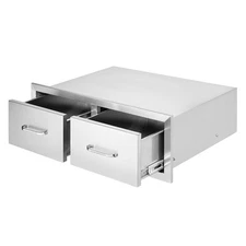 Uimoso 30W X 10H BBQ Drawer Horizontal Double Drawer BBQ Island Stainless Steel