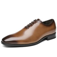 Men's Leather Shoes Business Formal Lace Up Pointed Toe Work Office Casual 2026