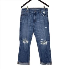 American Eagle Outfitters Blue Distressed Comfort Stretch Waist Jeans Size 8s