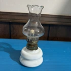 VINTAGE 7.25" MILK GLASS BASE OIL LAMP