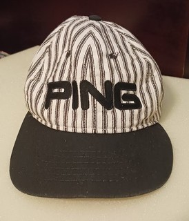 Ping Golf Strap back Baseball Cap Hat Black Stripes