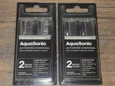 4 Pack Aquasonic Activated Charcoal Replacement Brush Heads For Ultra Whitening