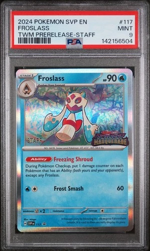 2024 POKEMON SVP TWILIGHT MASQUERADE PRERELEASE-STAFF PROMO #117 FROSLASS PSA 9