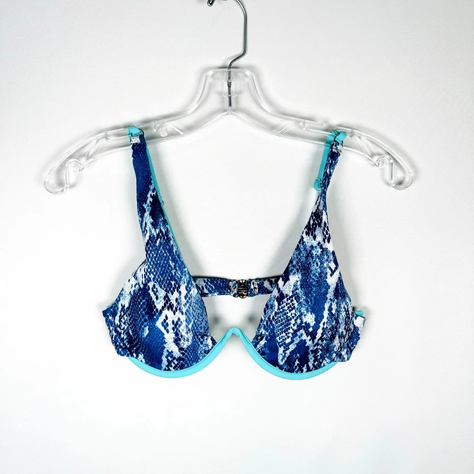 Sexy conjunto de bikini descarado de playa con aros de piel de serpiente azul Zaful para mujer talla 6 Foto 4 de 4