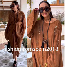 ZARA NEW WOMAN LONG ZW COLLECTION BEADED DRESS OCHRE XS-XL 7521/271/703